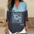 Women's Vintage Floral Bird Art Linen Long-sleeved Shirt elevenforest