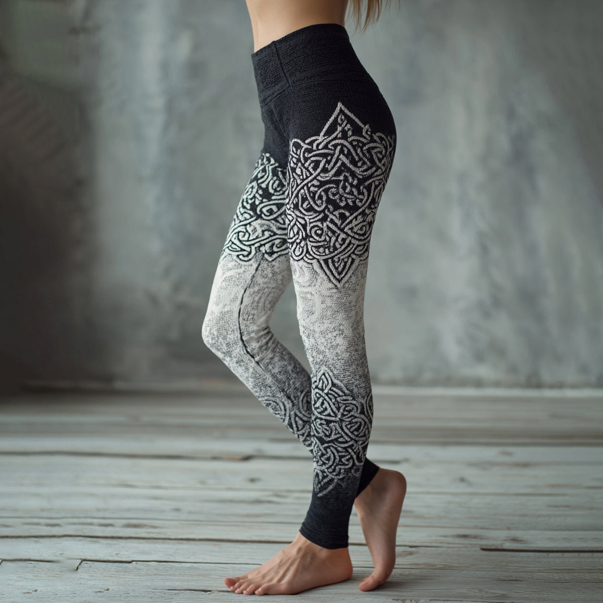 Vintage Viking Celtic Knot Art Knit Cozy Casual Leggings