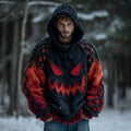Men's Halloween Spooky Face Gradient Art Knitted Cozy Hooded Sweater elevenforest