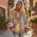 Women's Bohemian Floral And Rose Patchwork Cozy Warm Hoodie elevenforest