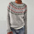 Vintage Tribal Floral Geometry Icelandic Knit Pullover Sweater elevenforest