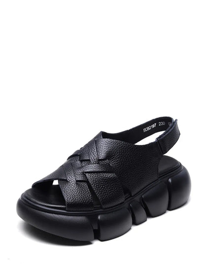 Summer Leather Spliced Platform Sandals Ui1026