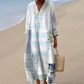 Women's Vintage Flower Art Print Cozy Dress elevenforest