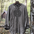 Men's Viking Tribal Tree Of Life Print Linen T-shirt elevenforest