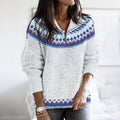 Vintage Iceland Argyle Pattern Knit Warm Women's Sweater elevenforest