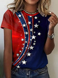 Comstylish Women's Fashion Casual Retro Independence Day T-shirt