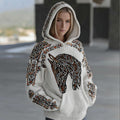 Comstylish Women's Retro Celtic Horse And Floral Pattern Comfortable Hooded Sweater