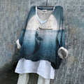 Humpback Whale Dreamy Art Pattern Linen Blend Tunic elevenforest