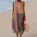 Women's Striped Art Print Tank Midi Dress elevenforest