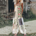 Women's Farm Floral Patchwork Linen Print Jumpsuit elevenforest