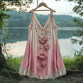 Retro Gradient Japanese Sakura Embroidered Art Lace Linen Tank Top elevenforest
