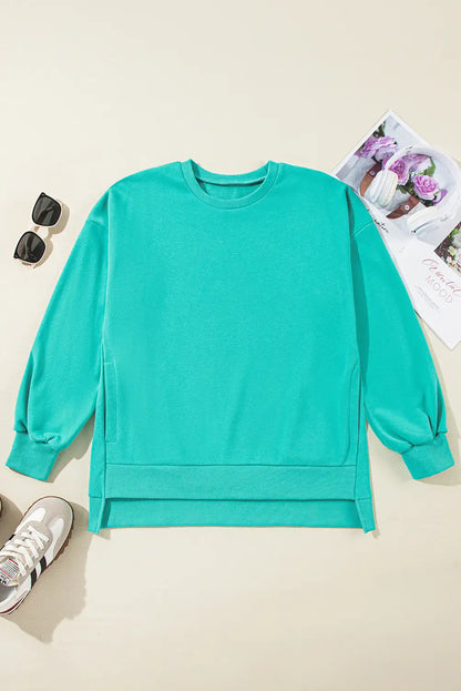 Aruba Blue High Low Hem Sweatshirt