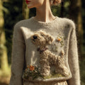 Women's Vintage Mohair Dog Embroidered Sweater elevenforest