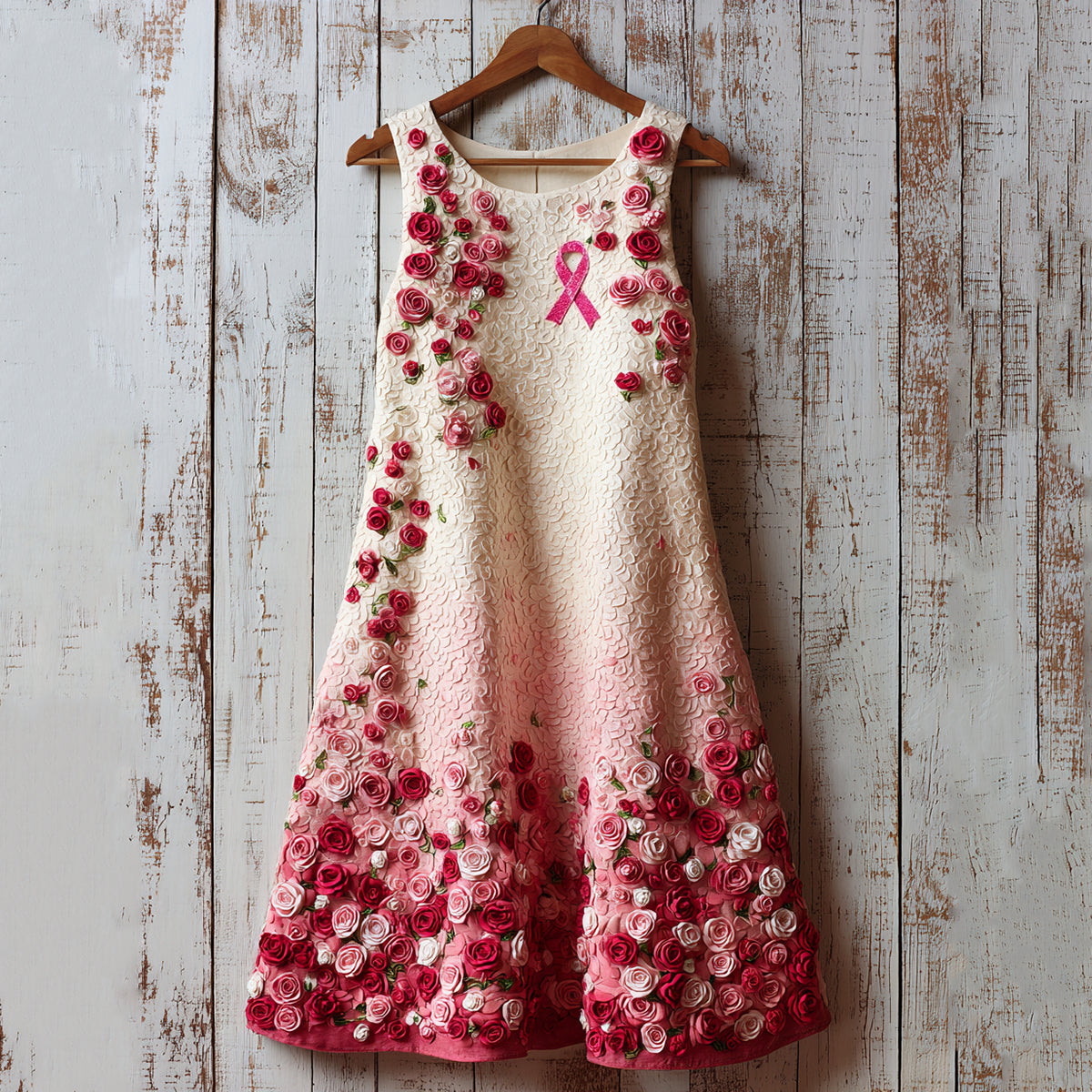 Women's Elegant Pink Rose Gradient Art Mini Dress
