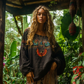 Retro Bohemian Resort Art Embroidery Print Cotton And Linen Blend Loose Blouse elevenforest