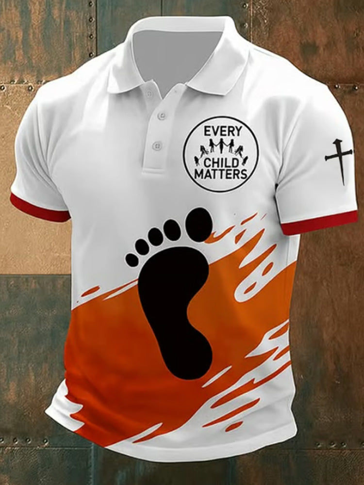 Men's Vintage Every Child Matters Print Polo Shirt elevenforest