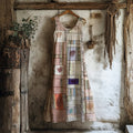 Boho Leaf Patchwork Art Vintage Women's Linen Vest Dress elevenforest