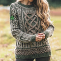 Women's Celtic Knot Jacquard Trefoil Embroidered Sweater elevenforest