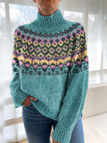 Vintage Geometric Pattern Cozy Knit Sweater elevenforest