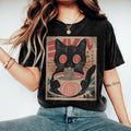 Comstylish Japanese Ramen Cat Print Women's T-shirt