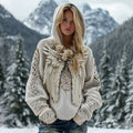 Women's Vintage Rose And Wings Embroidered Knit Hooded Sweater elevenforest