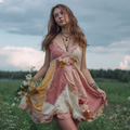 Women's Retro Floral Color Block Sleeveless Short Dress elevenforest