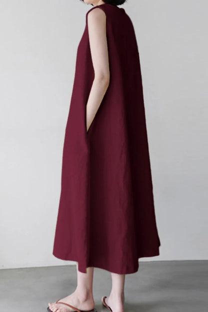 Simplicity Color O Neck Vest Dress Dresses