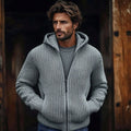 Men's Vintage Solid Color Zip Pocket Hooded Sweater elevenforest