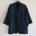 Japanese Traditional Sashiko Art Print Linen Blend Kimono Cardigan elevenforest