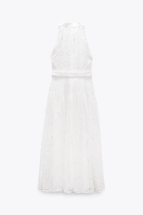 Eleanor Embroidered Sleeveless Midi Dress