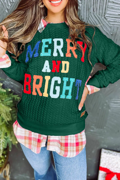 Merry and Bright Cable Knit Green Sweatshirt