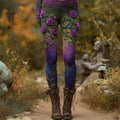 Gradient Boho Knit Floral Embroidered Women's Leggings elevenforest