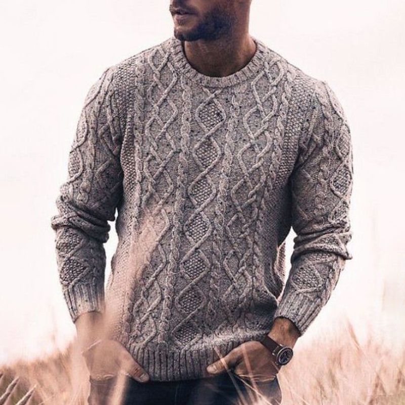 Men's Chunky Knitted Mottled Pattern Pullover Sweater elevenforest