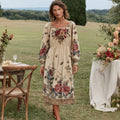 Women's Vintage Bohemian Comfortable Linen Vacation Maxi Dress elevenforest