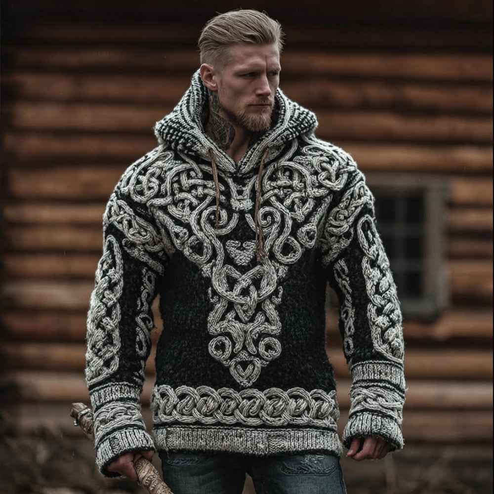 Men's Viking Style Celtic Knot Power Hooded Sweater artswardrobe