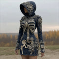 Women's Halloween Skull Rose Art Comfortable Denim Mini Skirt elevenforest