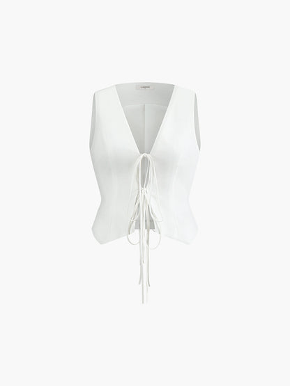 Cotton & Linen Tie-detail Vest Top