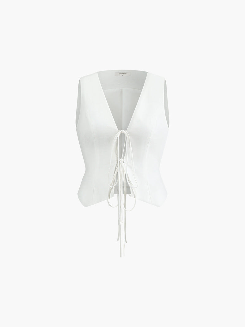 Cotton & Linen Tie-detail Vest Top
