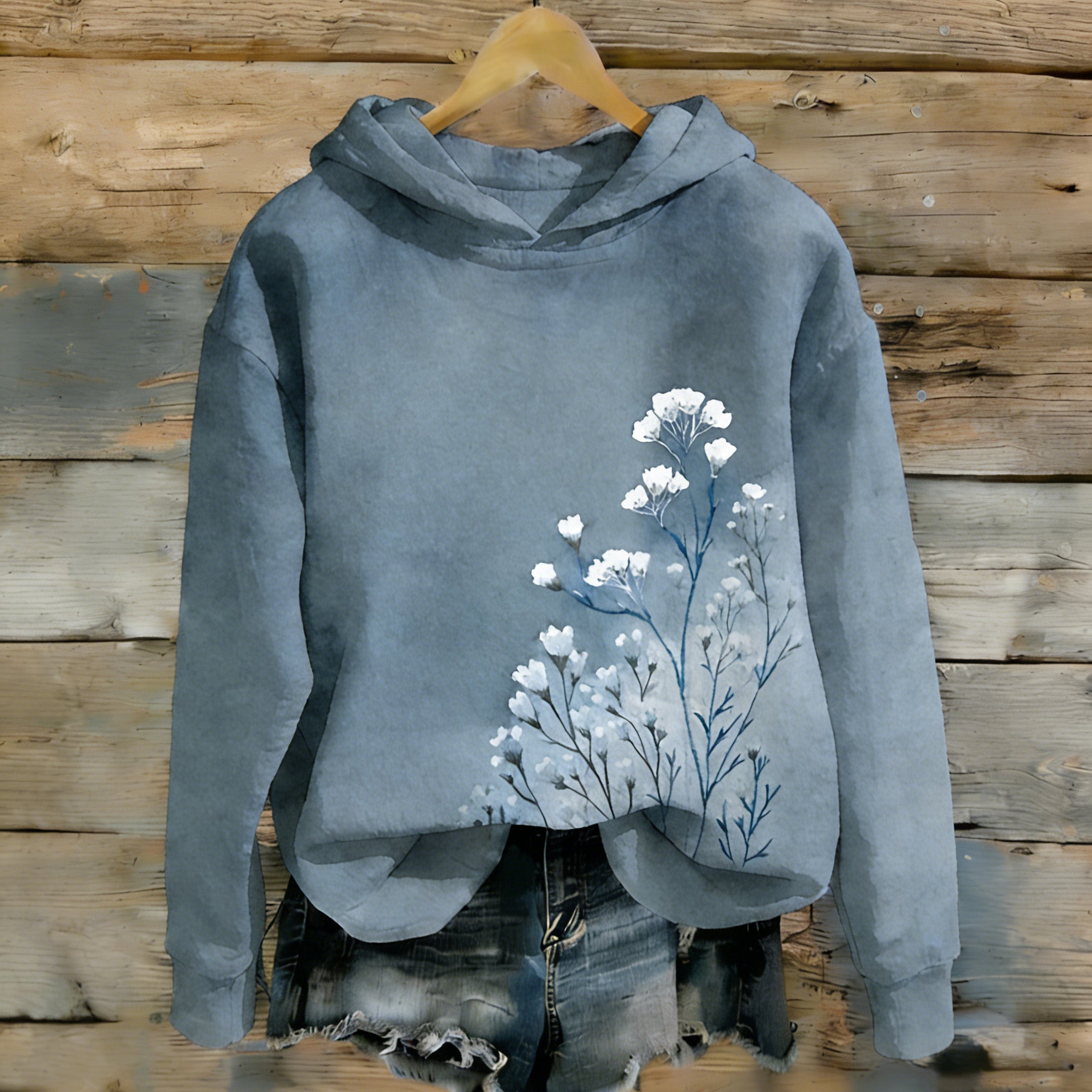Comstylish Women's Japanese-style Floral Print Casual Sweatshirt