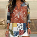 Comstylish Women's Japanese Art Pattern V-neck Shirt