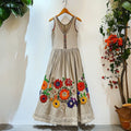 Bohemian Floral Embroidered Lace Patchwork Linen Vest Maxi Dress elevenforest