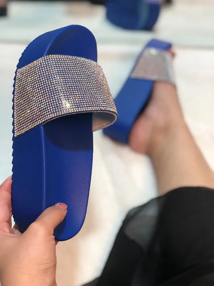Beige Bling High Heel Beach Sandals Platform Slipper F686