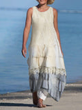 Vintage Lace Layered Linen Blend Flowy Dress elevenforest