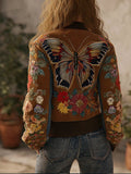 Women's Vintage Retro Dreamy Floral Butterfly Jacket elevenforest