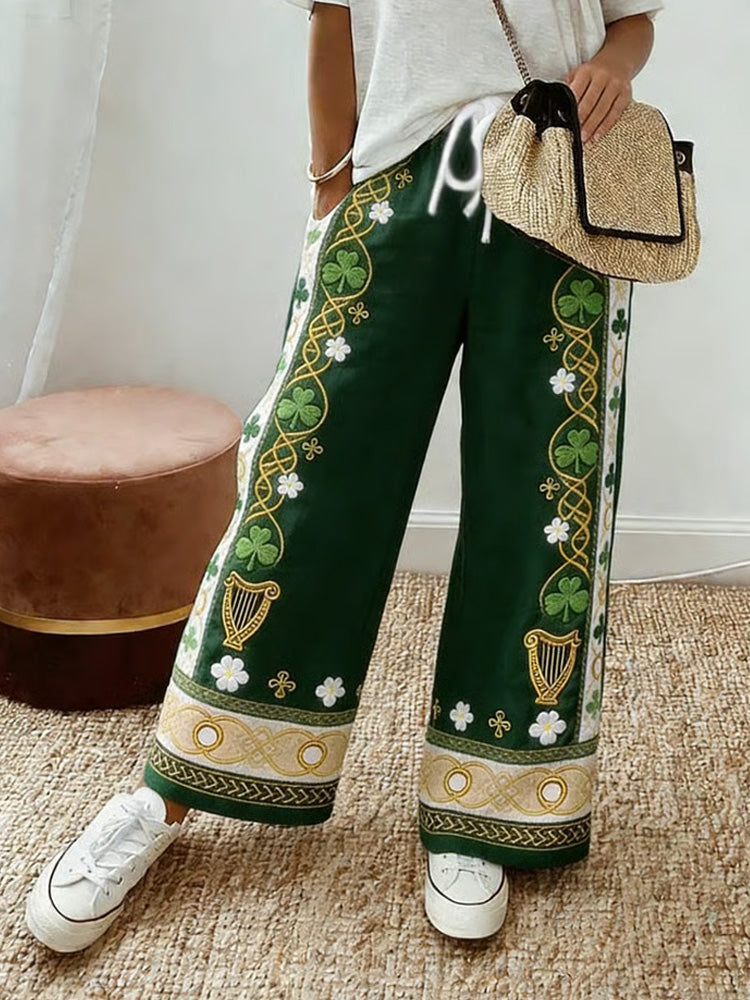 Comstylish Women's Retro St. Patrick's Day Print Casual Pants