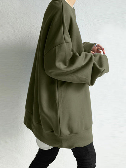 Loose Color Round-neck Sweatshirt Top