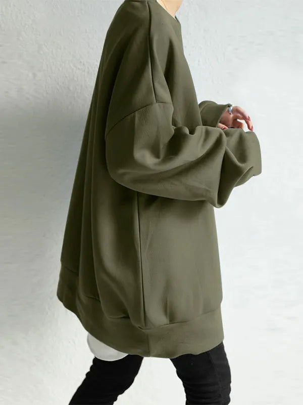Loose Color Round-neck Sweatshirt Top