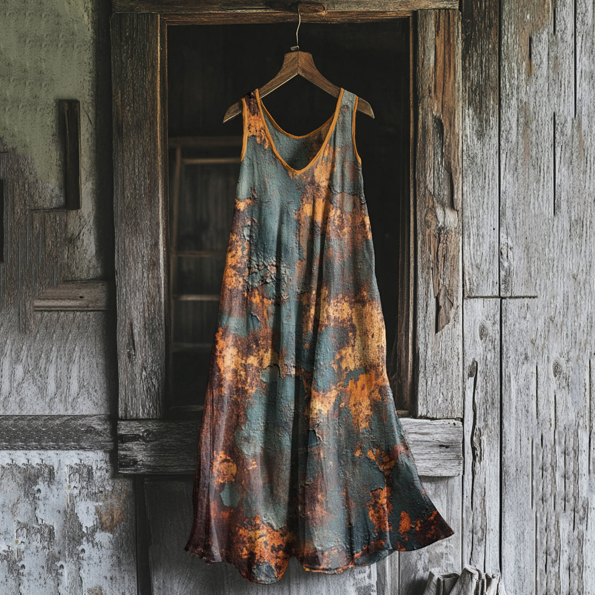 Vintage Rust Art Tank Midi Dress elevenforest