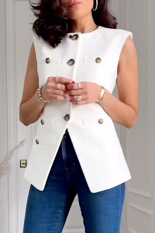 Daily Buttons Slit O Neck Waistcoats