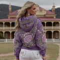 Women's Retro Purple Rose Art Pattern Casual Hoodie elevenforest